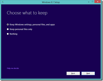 Windows 8.1 Setup: Keep Windows settings, personal files, and apps