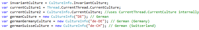 Some ways to get CultureInfo - Instances